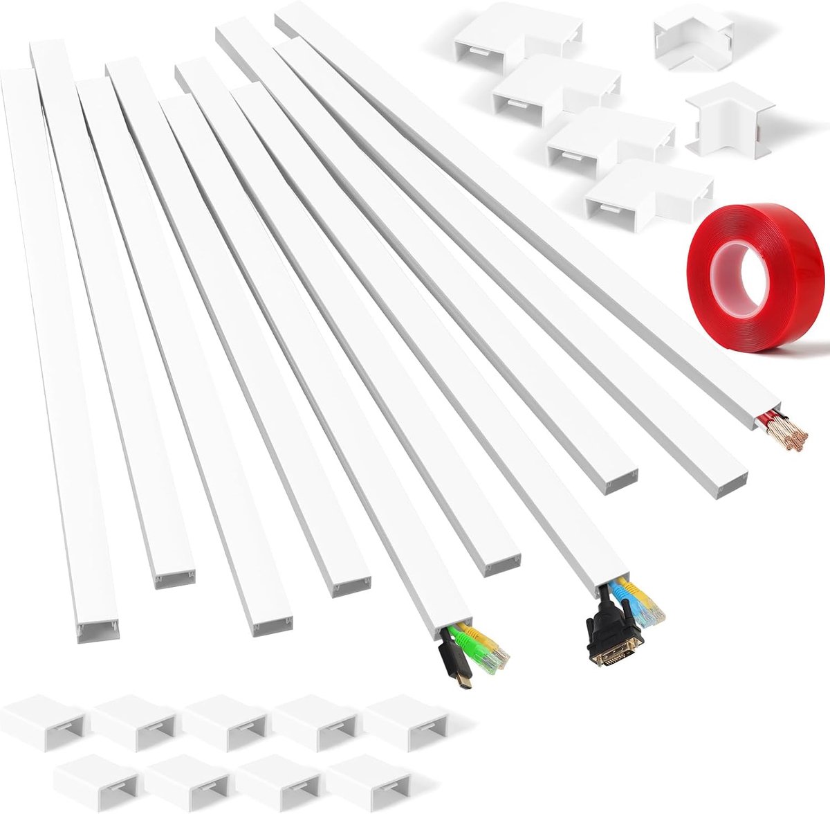 Cable tray white self-adhesive (10 pieces 40 cm. - 30x15 mm) - ShopVlot