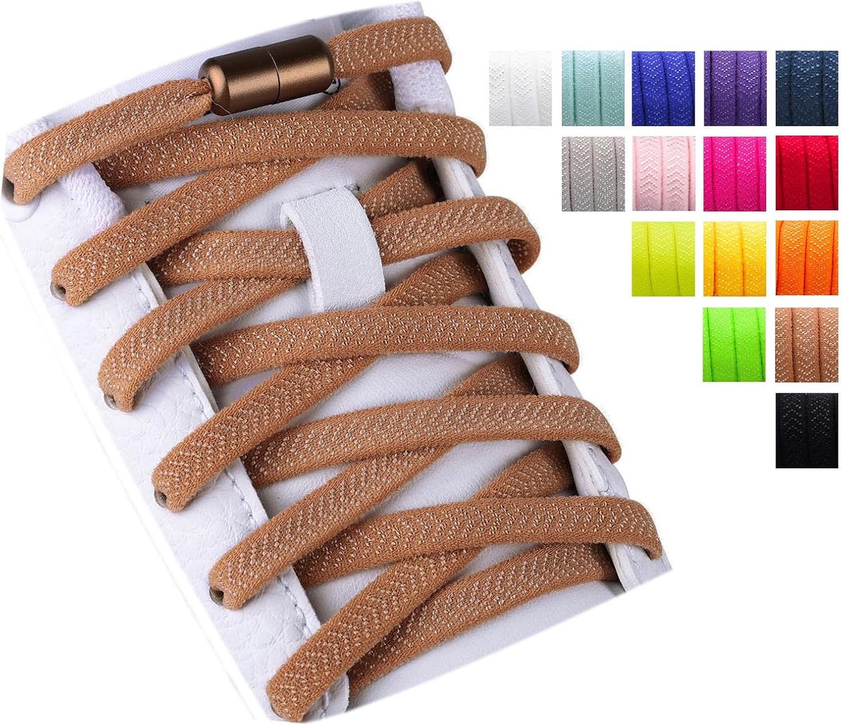 Olukssck 2 pairs of 5 mm wide elastic laces without bows, universal shoelaces with metal closure, no laces for - ShopVlot