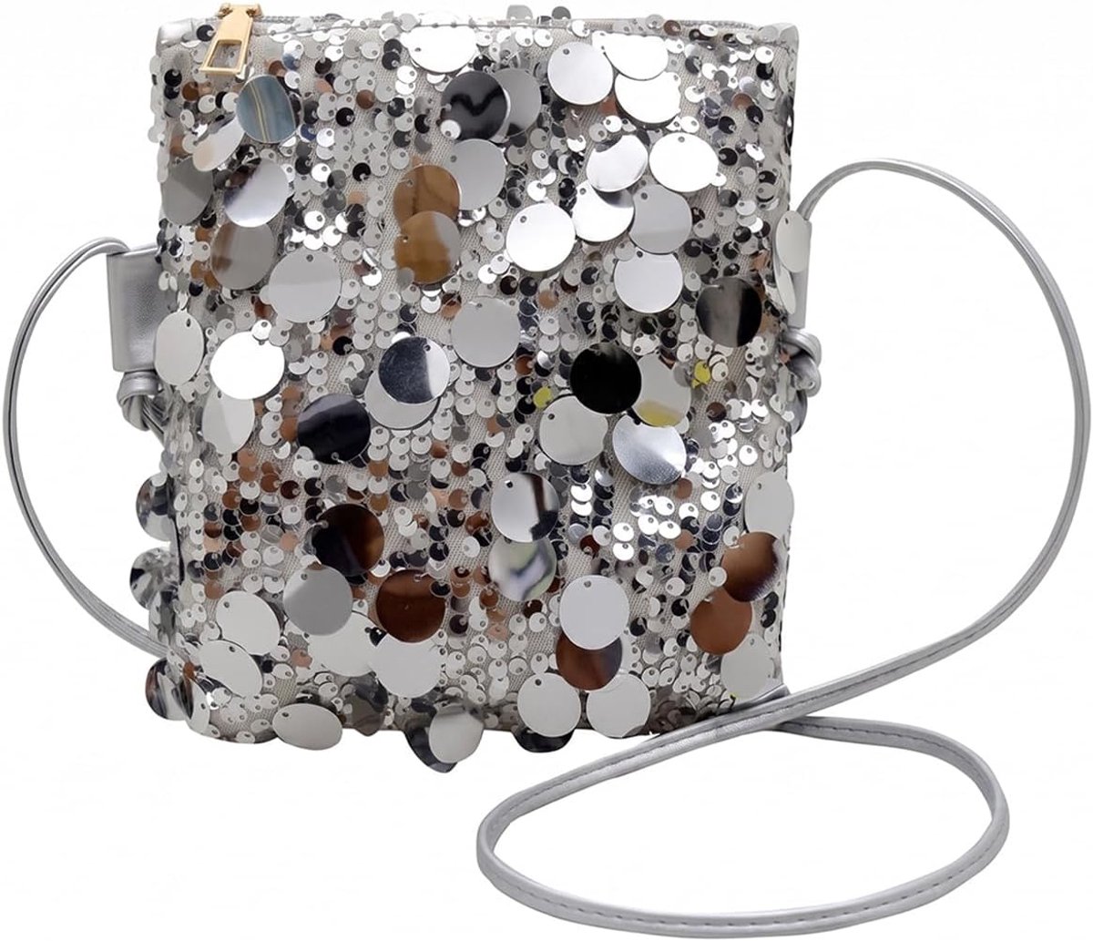 Dames clutch met pailletten, kleine schoudertas, handtas, mobiele telefoontas, ideaal voor carnaval, bruiloften - ShopVlot