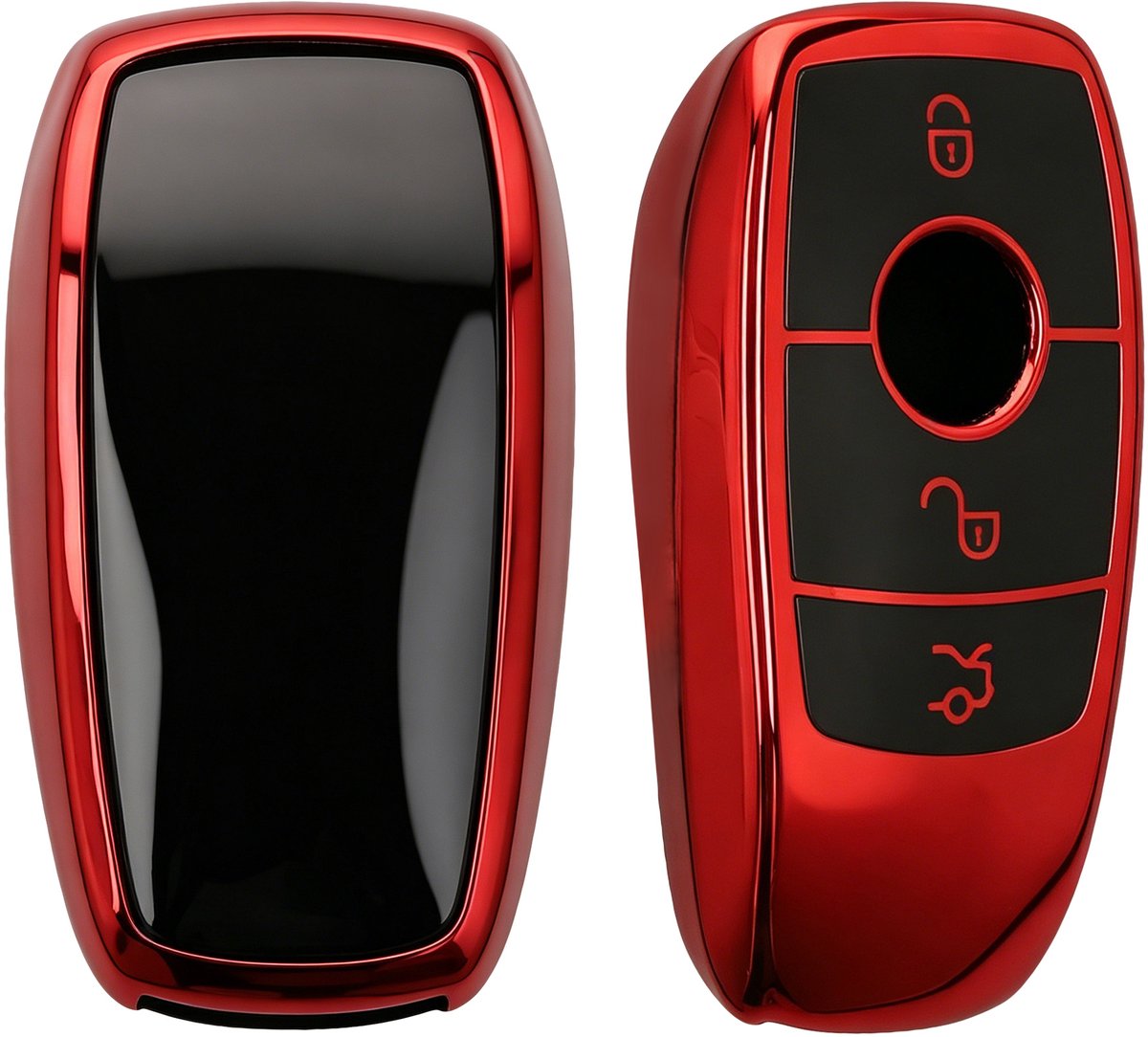 kwmobile autosleutel hoesje geschikt voor Mercedes Benz Smart Key autosleutel (alleen Keyless) hoes - TPU autosleutel behuizing - Beschermende auto sleutel case - Sleuteletui in hoogglans rood