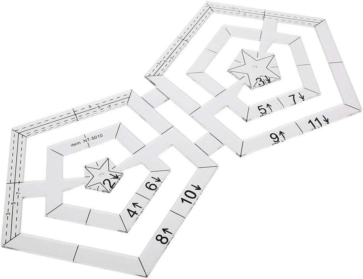 Transparent Template Pentagonal Quilt Rulers, Double Pentagonal Sewing Tools Patchwork Ruler, for Patchwork Sewing - ShopVlot