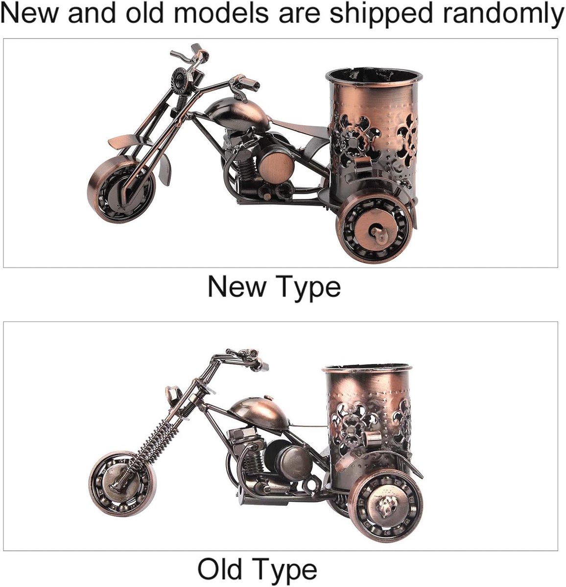 FTVOGUE Motorcycle Model Pen Holder Stand Ornaments Office Home Vintage Desktop Decoration - ShopVlot