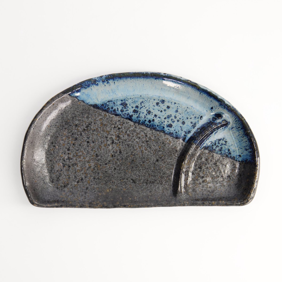 Tokyo Design Studio - Mino Craft Serveerbord - Zwart/Blauw - 22,5 x 13 cm