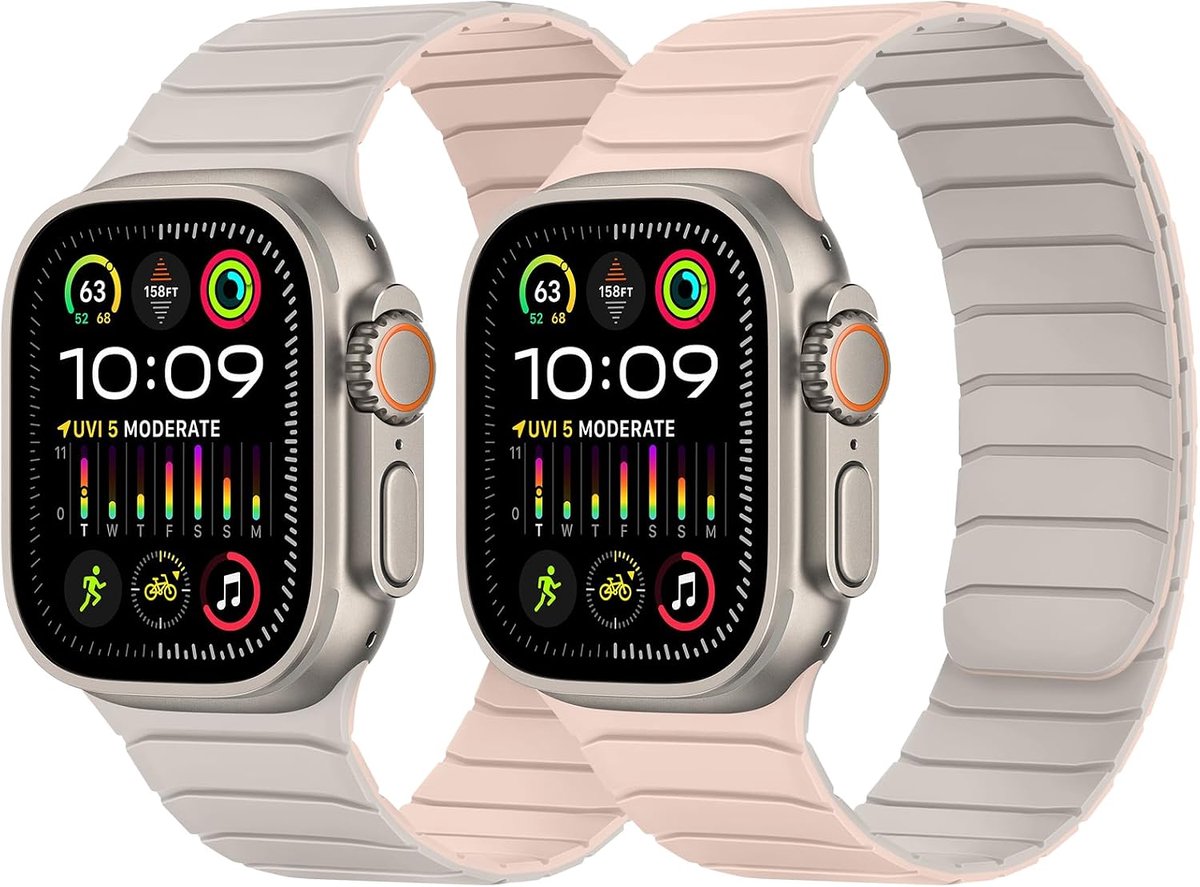 Tasikar Double Sided Portable Magnetic Strap Compatible with Apple Watch 49mm 46mm 45mm 44mm 42mm, Soft Silicone Sport - ShopVlot