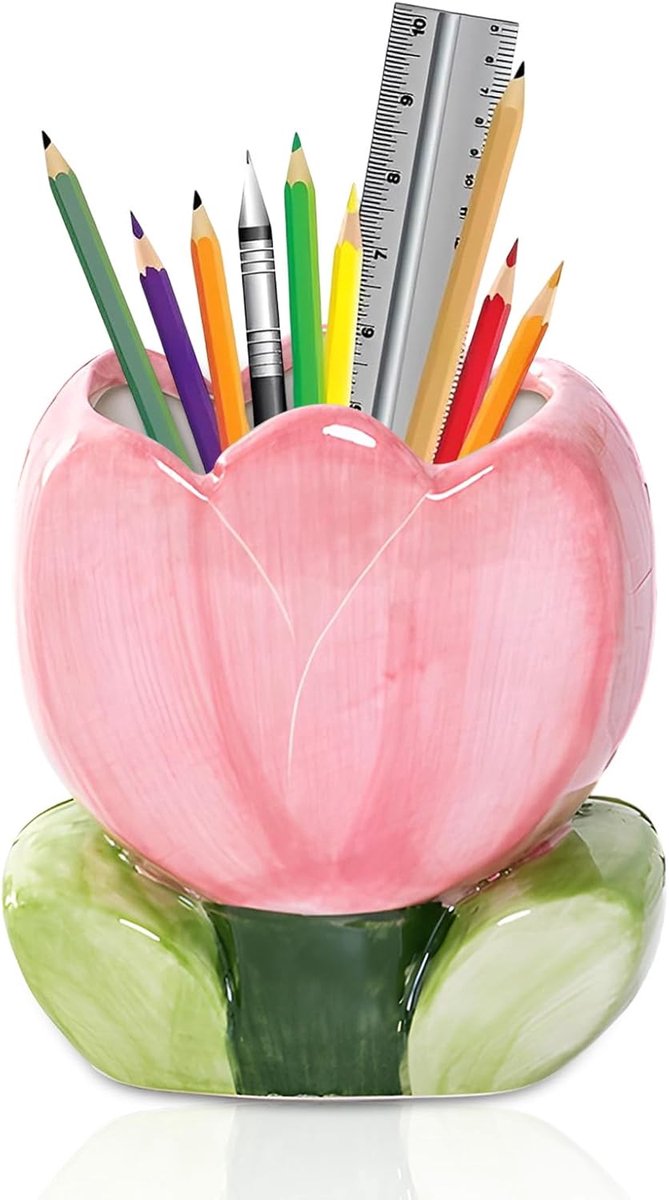 Desk Pen Holder, Multifunctional Pen Organiser Tulips, Pen Holder for Kids, Boho Style, Desk Organizer, Pencil Case - ShopVlot