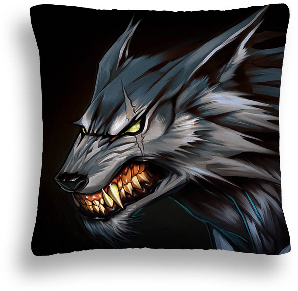 Decoratieve kussen 'Boze Wolf' 40x40 cm, anime stijl