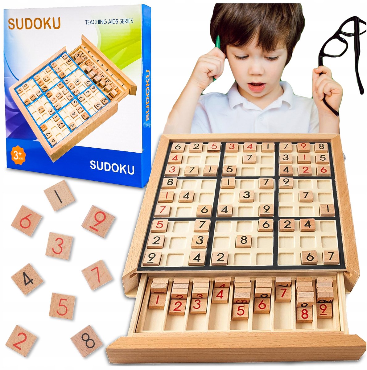 Houten Sudoku Spel - Educatief Logisch Puzzelspel voor Kinderen 3+