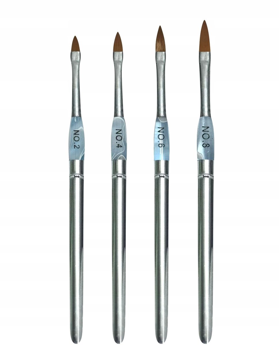 4x Nagel Penseel Set - Acryl, Gel & Nail Art