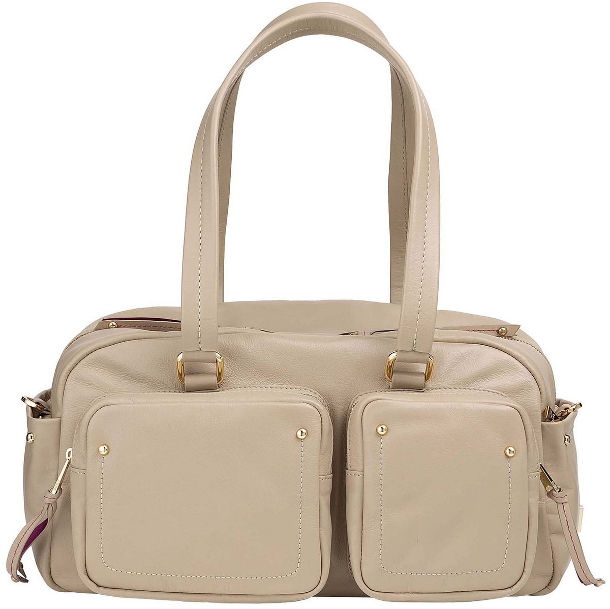 DuDu Pocket Schoudertas Leder 33 cm - Dames - grigio sabbia