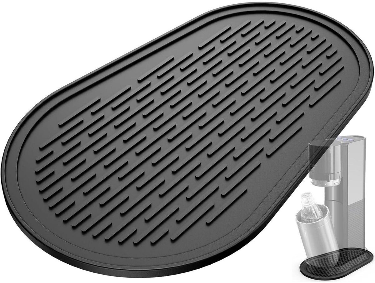GELLDG Onderzetter voor bruiswaterapparaat - Afvoermatje - 30x18.2cm - Niet vervormbaar, kreukvrij, duidelijke textuur, antislip en schokabsorberend - Geschikt voor SodaStream Crystal 3.0 - PVC