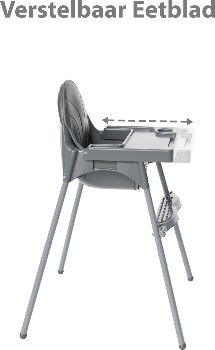 Liefjes & Co Kinderstoel - Eetstoel Baby – Inclusief Kussen – Verstelbare Baby Eetstoel – 2 in 1 & Peuterstoel – Grijs – foto 6