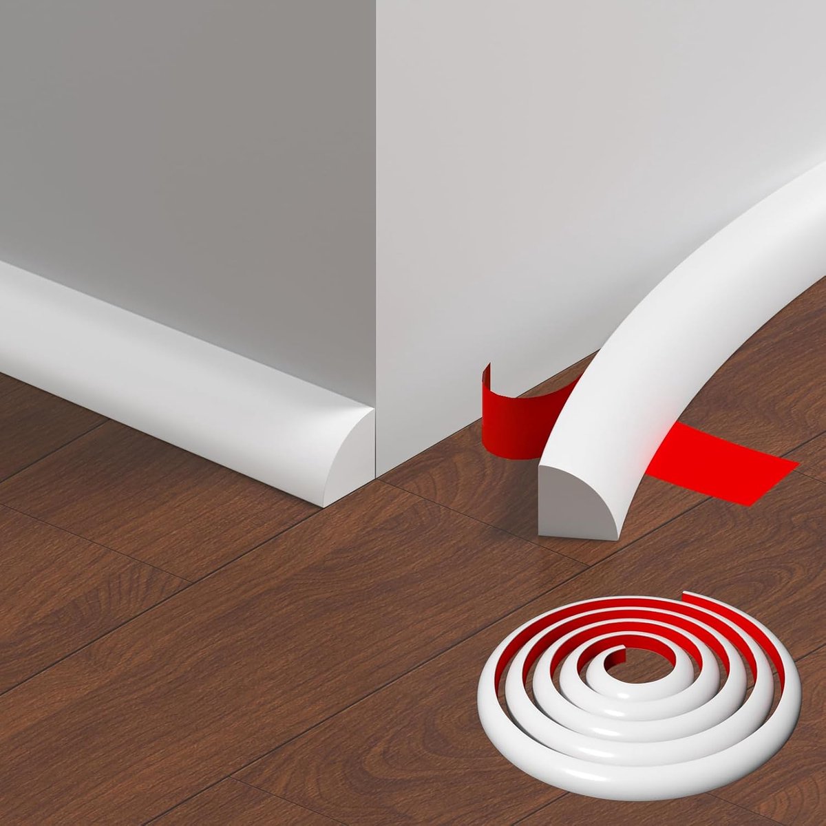 Flexible Self-Adhesive Wall Strip 2 m Decorative Strip Ceiling Seal Quarter Round PVC Soft Skirting Self Adhesive for - ShopVlot