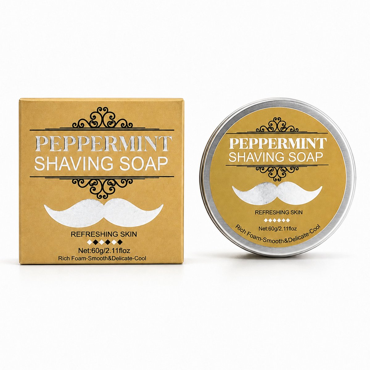 Scheerzeep - Pepermunt - Rijk Schuim & Verfrissende Huidverzorging - 60g - 2 stuks