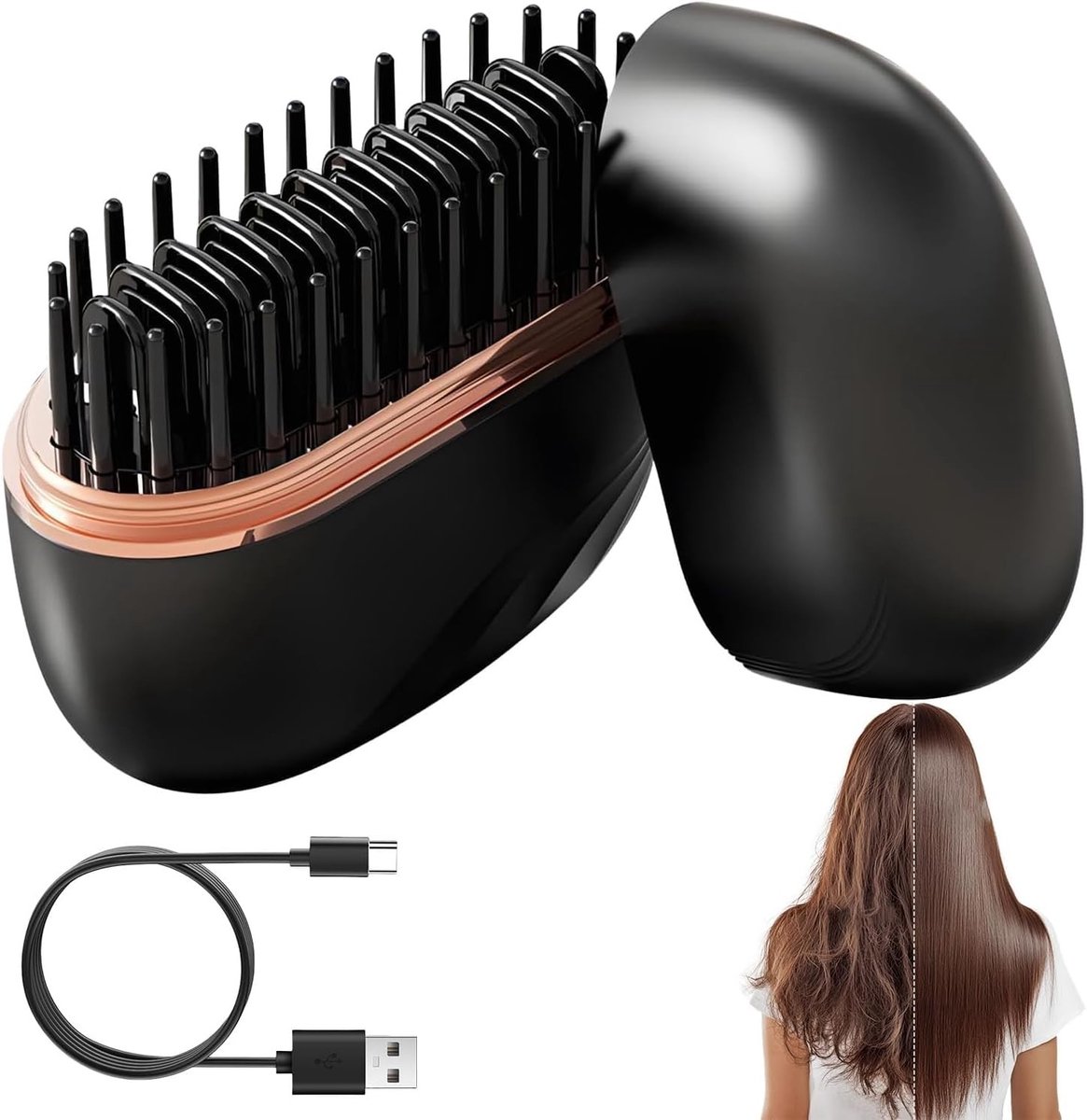 Mini-stijltang - Zwart - Draagbaar - Draadloos met 3 Temperatuurniveaus - Voor Haar en Baard