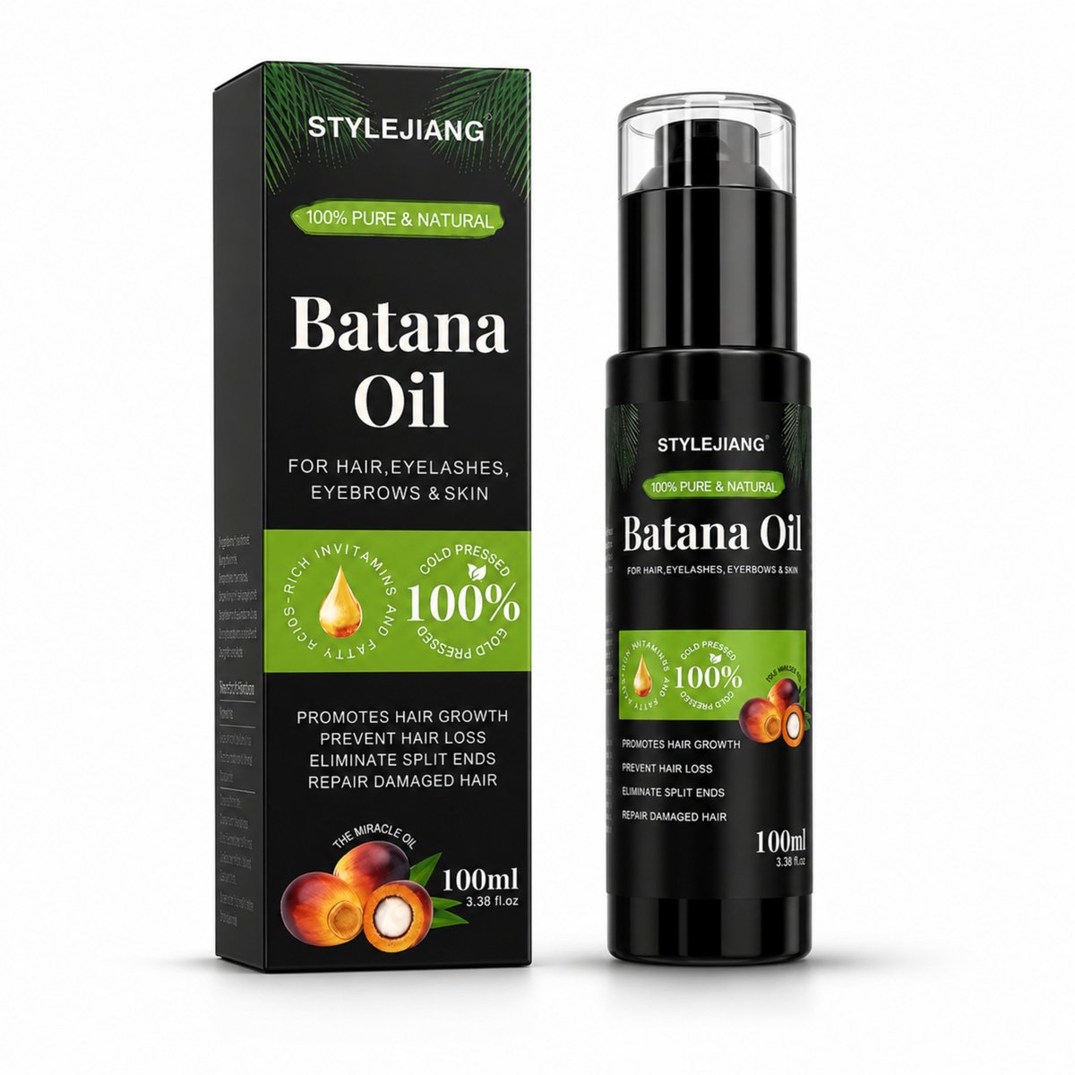 Batana Olie - 100% Puur,- Natuurlijk - 100ml - 2 stuks - Multifunctionele Verzorgingsolie voor Haar, Wimpers, Wenkbrauwen en Huid