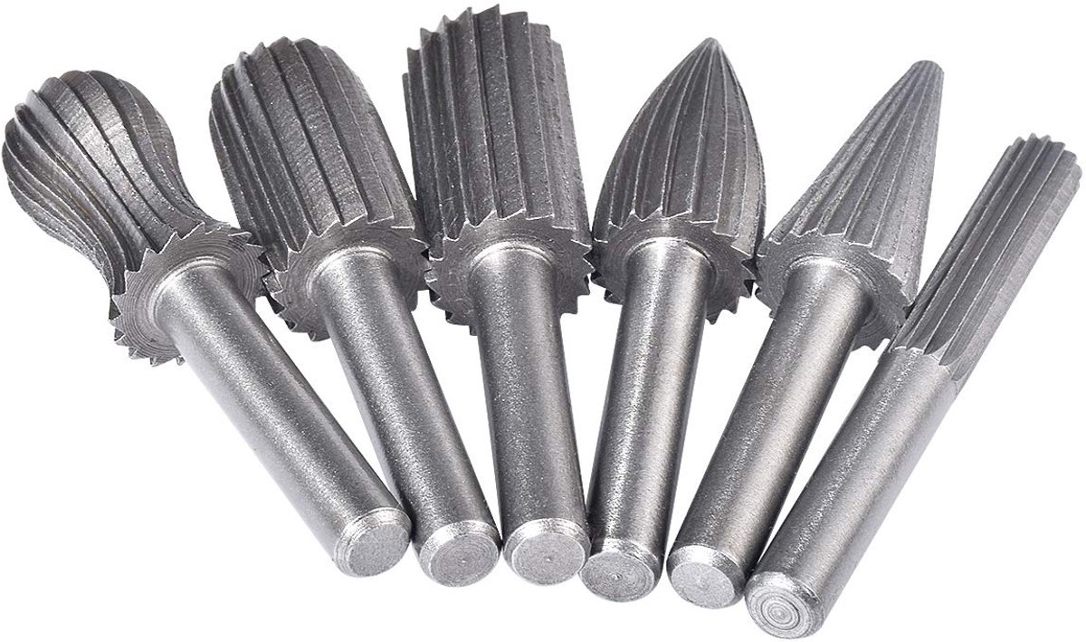 6pcs Double Cutting Cylinders, Tungsten Carbide, Rotary File Cutter, 1/10.1 cm Shank, Tungsten, Engraving for Rotary - ShopVlot