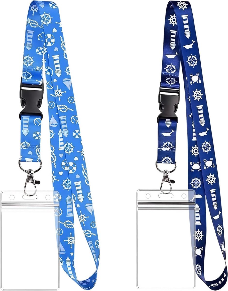 2-pack cruise-lanyard met kaarthouder, transparante waterdichte kaarthouder, afneembare nekband, ID-badgehouder voor - ShopVlot