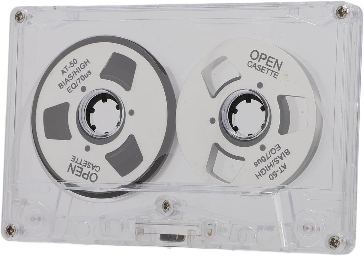Cassettebandje dubbelzijdig 50 minuten - metalen audio tape - transparante doos - ideaal voor muziekopnames - ShopVlot