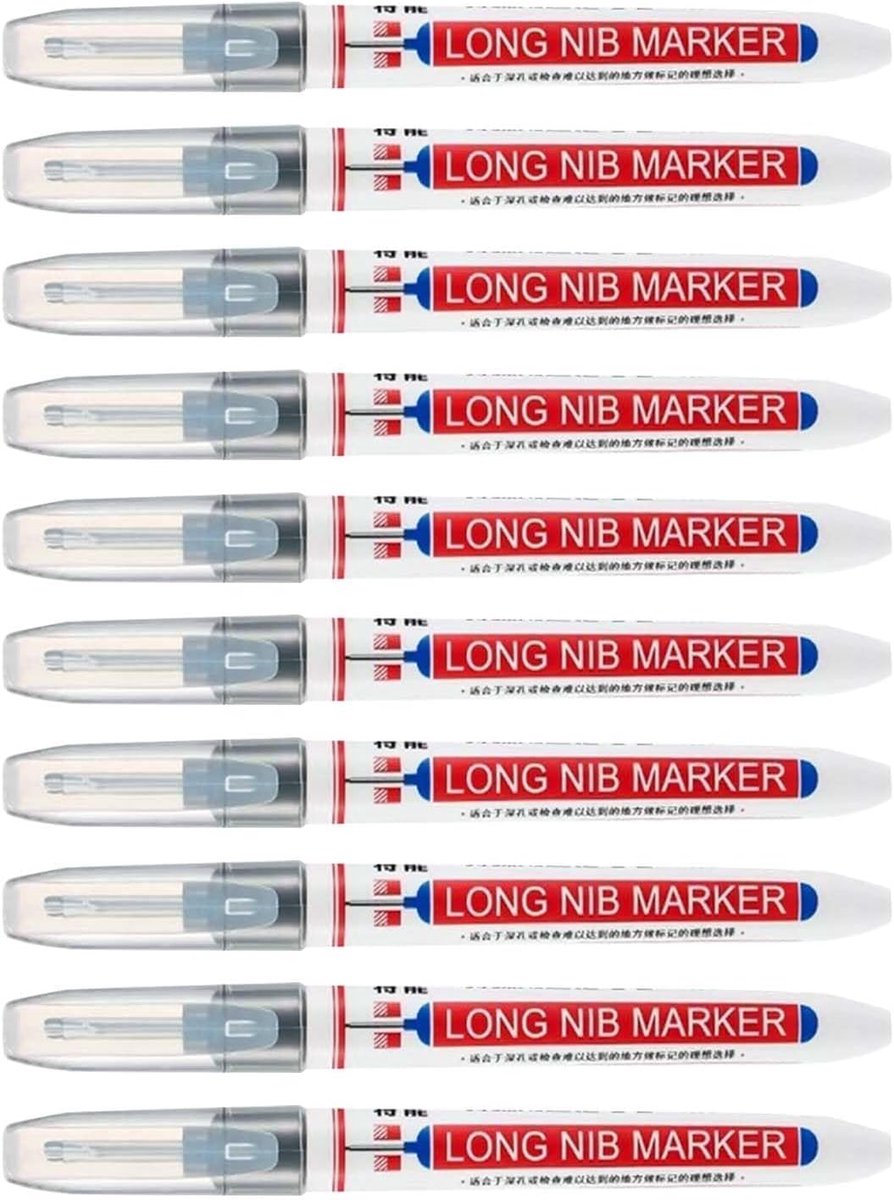 10 stuks markers voor diep gat, waterdichte marker, lange punt, 20 mm, nauwkeurige bouwplaatsmarker voor hout, metaal - ShopVlot