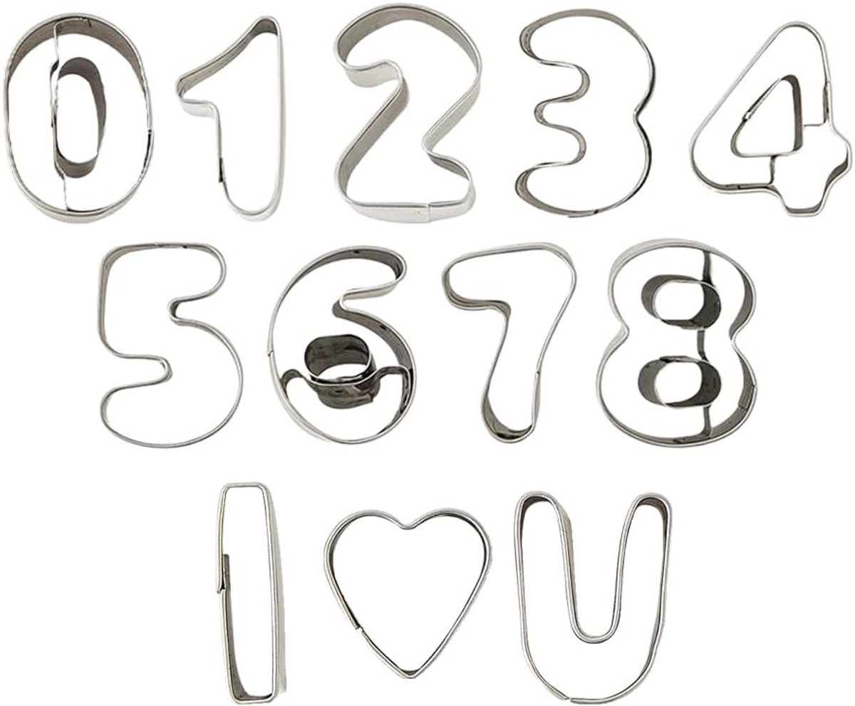 Set of 9 cookie cutters in number shape, 12 pieces cookie cutters 0 - ShopVlot