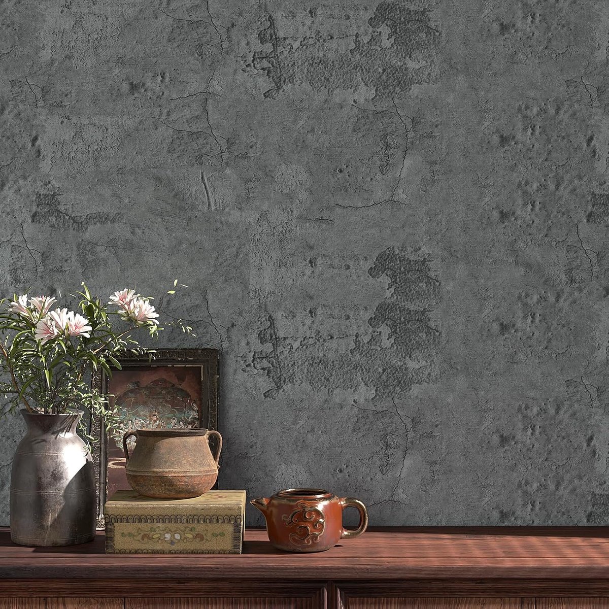 VaryPaper Grey Concrete Effect Self Adhesive Wallpaper Cement Contact Paper 40cm x 200cm Sticky Backing Plastic - ShopVlot