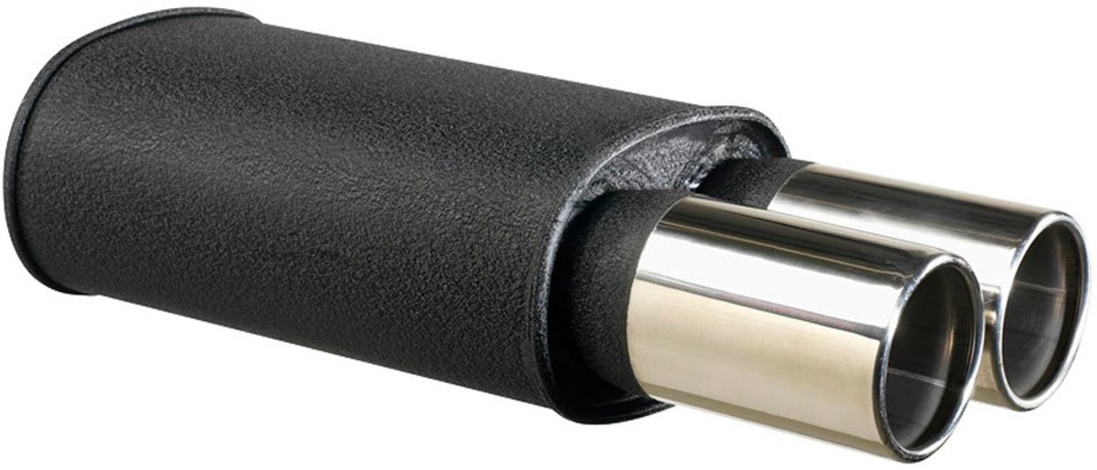 Stalen Sportuitlaat Universeel - 2x90mm Rond - 63,5mm aansluiting - ShopVlot