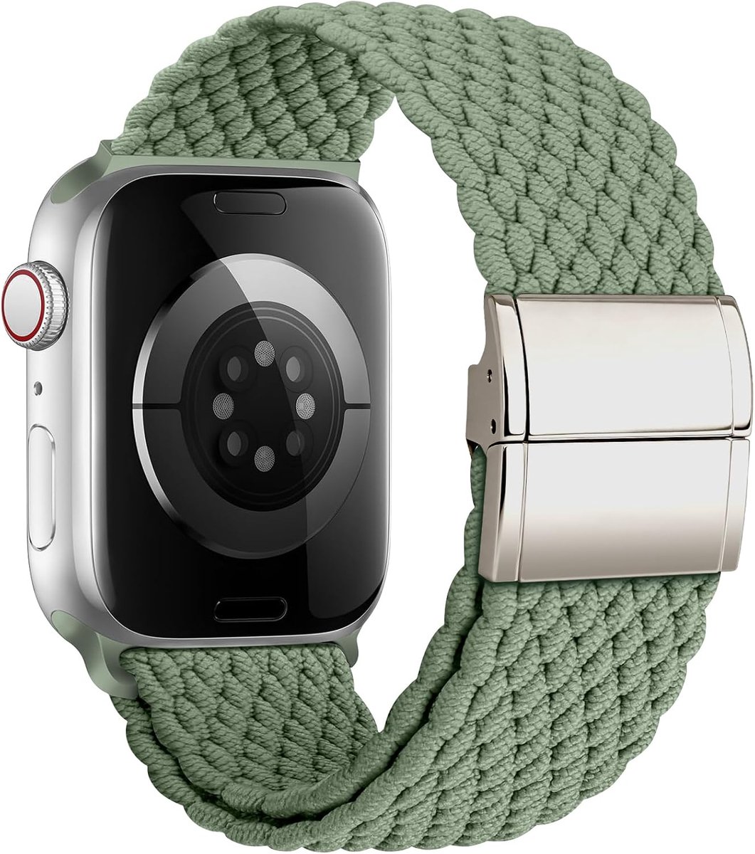 Chinbersky Braided Strap Compatible with Apple Watch Straps 40mm 41mm 38mm 42mm 44mm 45mm 46mm 49mm, Magnetic Elastic - ShopVlot