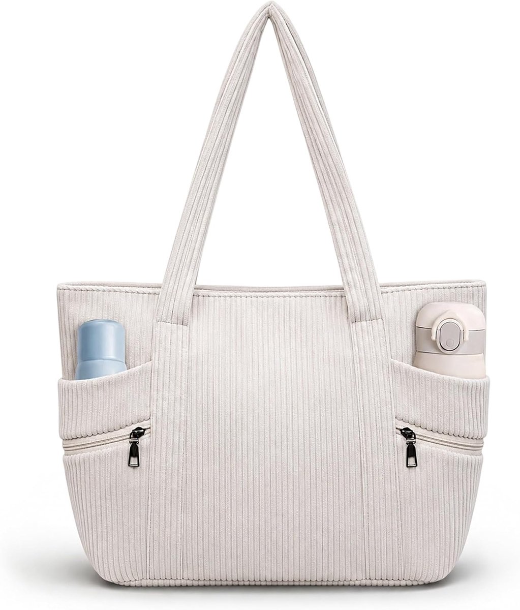 Dames tas Shopper Cord dames handtas groot corduroy stof - ShopVlot