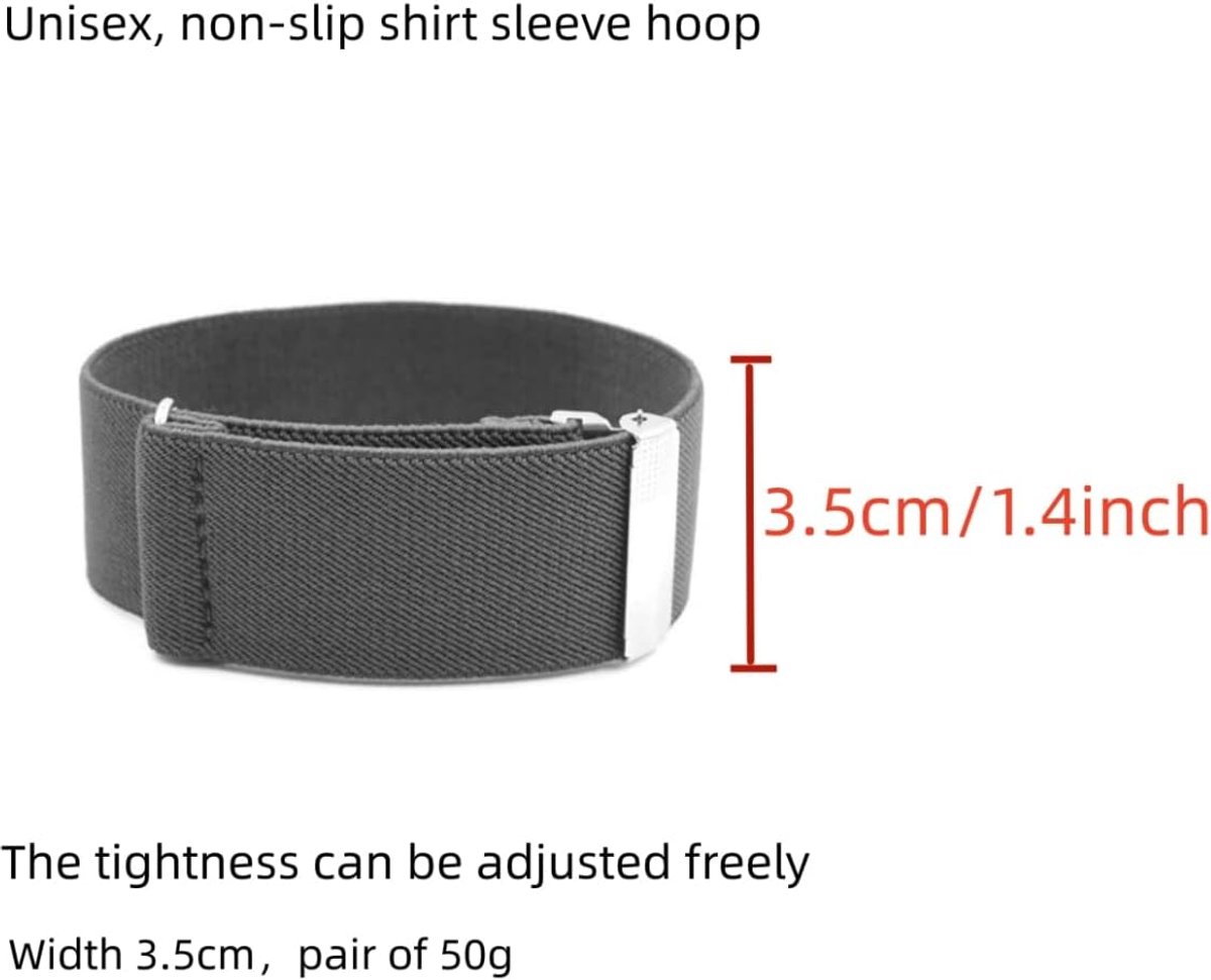 Unisex Elastic Adjustable Bracelets with Non-Slip Shirt Sleeve Clips Non-Slip Adjustable Hold Up Sleeve Garters 1 Pair - ShopVlot