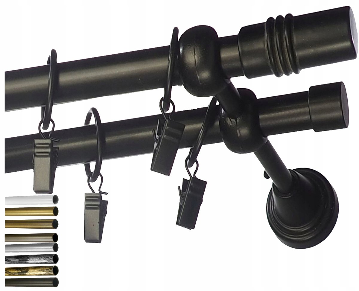 Dubbele Metalen Gordijnstang 280cm Fi 16mm - Keuze Kleur & Afwerking