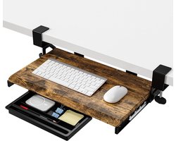 ETHU Small Under-Desk Keyboard Tray Extendable Keyboard and Mouse Holder with C Clamp, 500mm (605mm incl. Clamps) x - ShopVlot