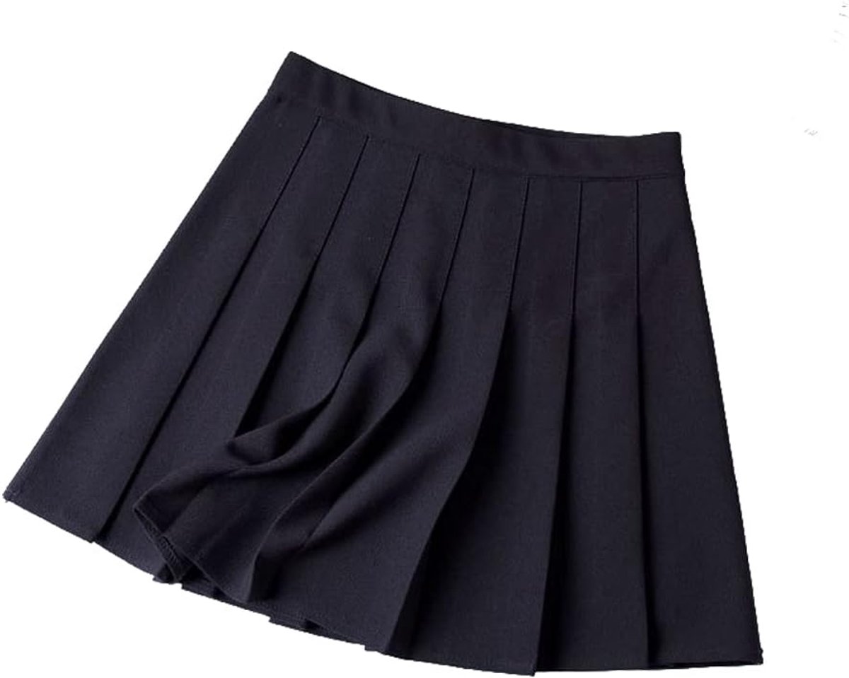 Women's Mini Skirt Black Pleated Skirt Gothic Clothing Mini Skirt Summer Skirt with Belt and Chain - ShopVlot
