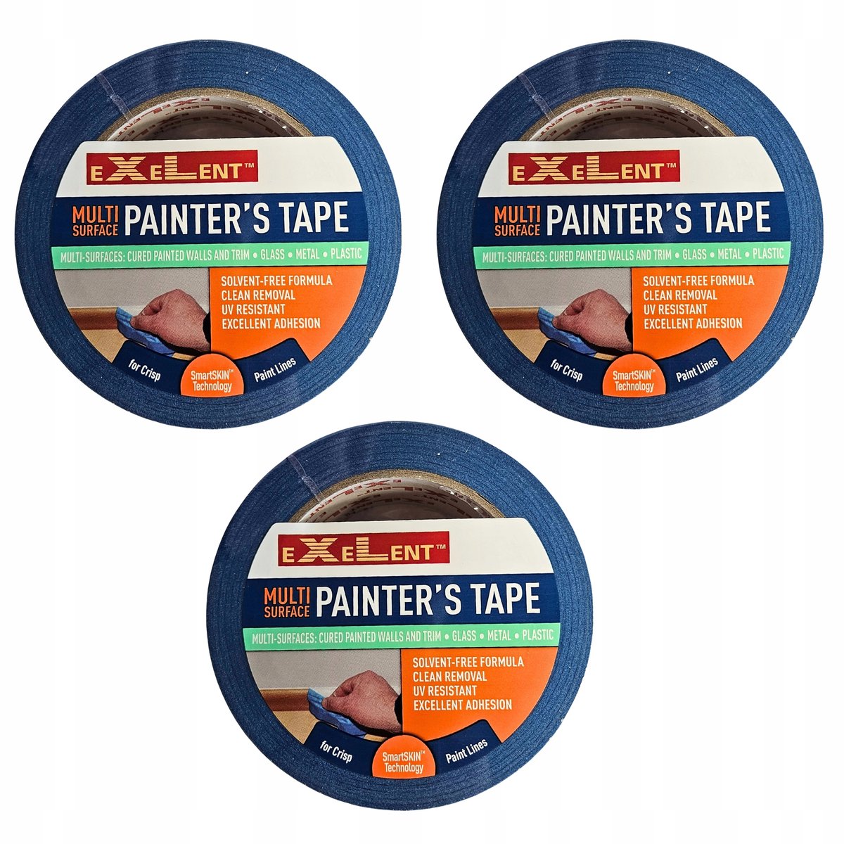 3x Blauwe Afplaktape 38mm x 50m - Professioneel & Makkelijk Verwijderbaar