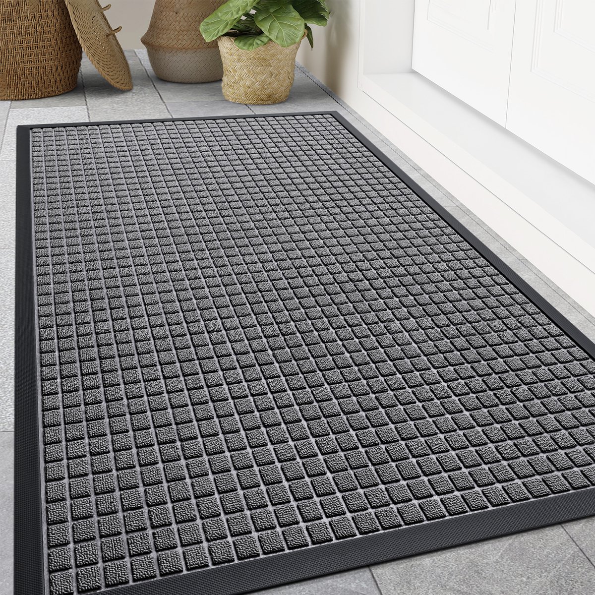 Olanly Deurmat - Buitenmat - Schoonloopmat - Antislip Rubbermat - 120x180cm - Steenkoolgrijs