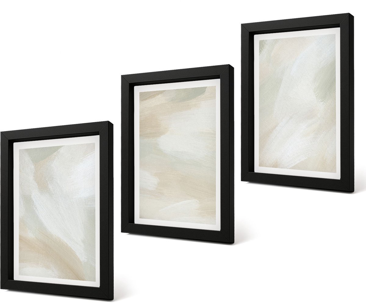 Coloray 4-Delige Schilderij Set - Verftextuur, sporen van verf, minimalisme - 20 x 30 cm - Muurdecoratie - Schilderijen Set - Woonkamer - Moderne Wanddecoratie