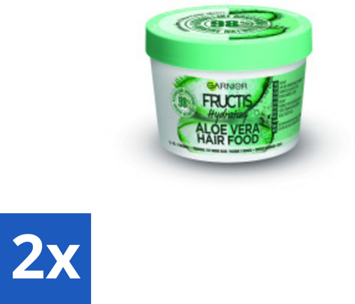2 x Garnier - Fructis Hair Food Aloe Vera - 3-in-1 Haarmasker - Normaal tot Droog Haar - 400 ml - Haar Masker - Aloe Vera - Droog Haar - Hydraterend Masker - Garnier Fructis