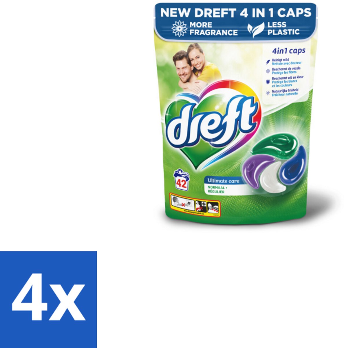 4 x Dreft - Wasmiddelcapsules - Ultimate Care - Zachte verzorging - 42 Wasbeurten - Wasmiddel Capsules - Wasmiddel - Wascapsules - Wasverzorging - Wasmiddel Voor Gekleurde Was