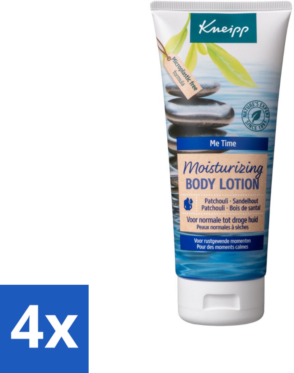 4 x Kneipp - Body lotion - Me‑Time - Patchouli & Sandelhout - 200 ml - Lichaamslotion - Hydraterende Lotion - Natuurlijke Verzorging - Patchouli - Sandelhout