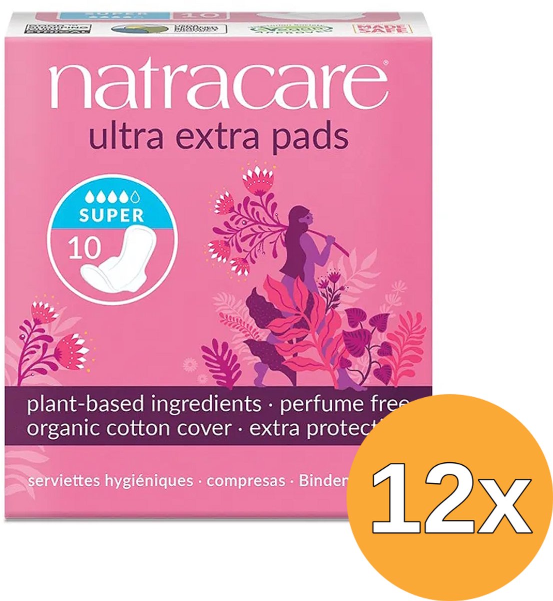 12x Natracare Maandverband ultra extra super (10 stuks)