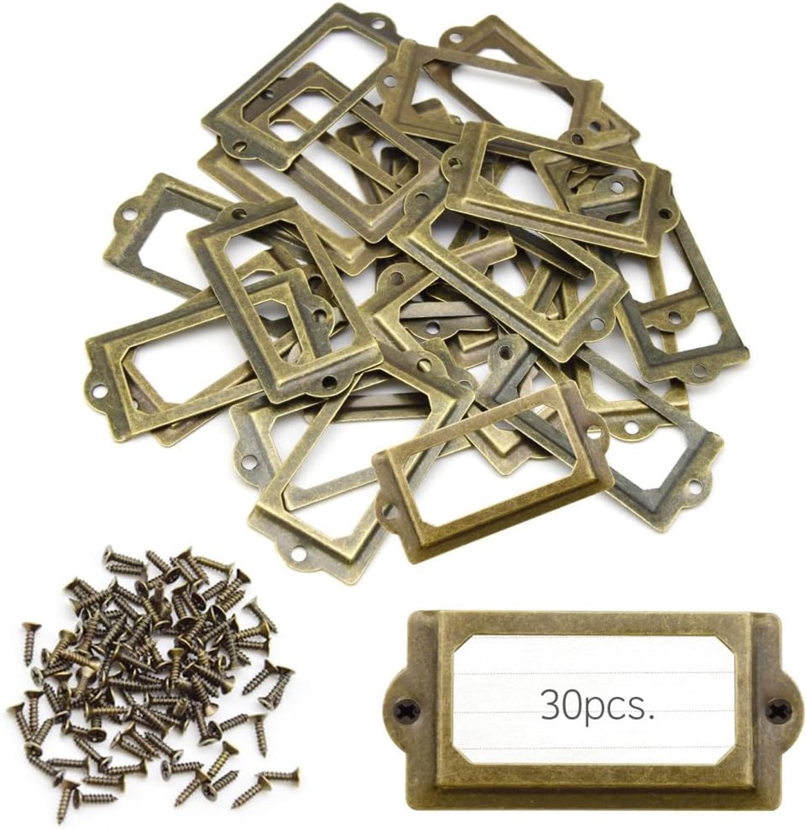 Labelhouder 70x33mm - vintage brons - met schroeven - ideaal voor meubels en laden - ShopVlot