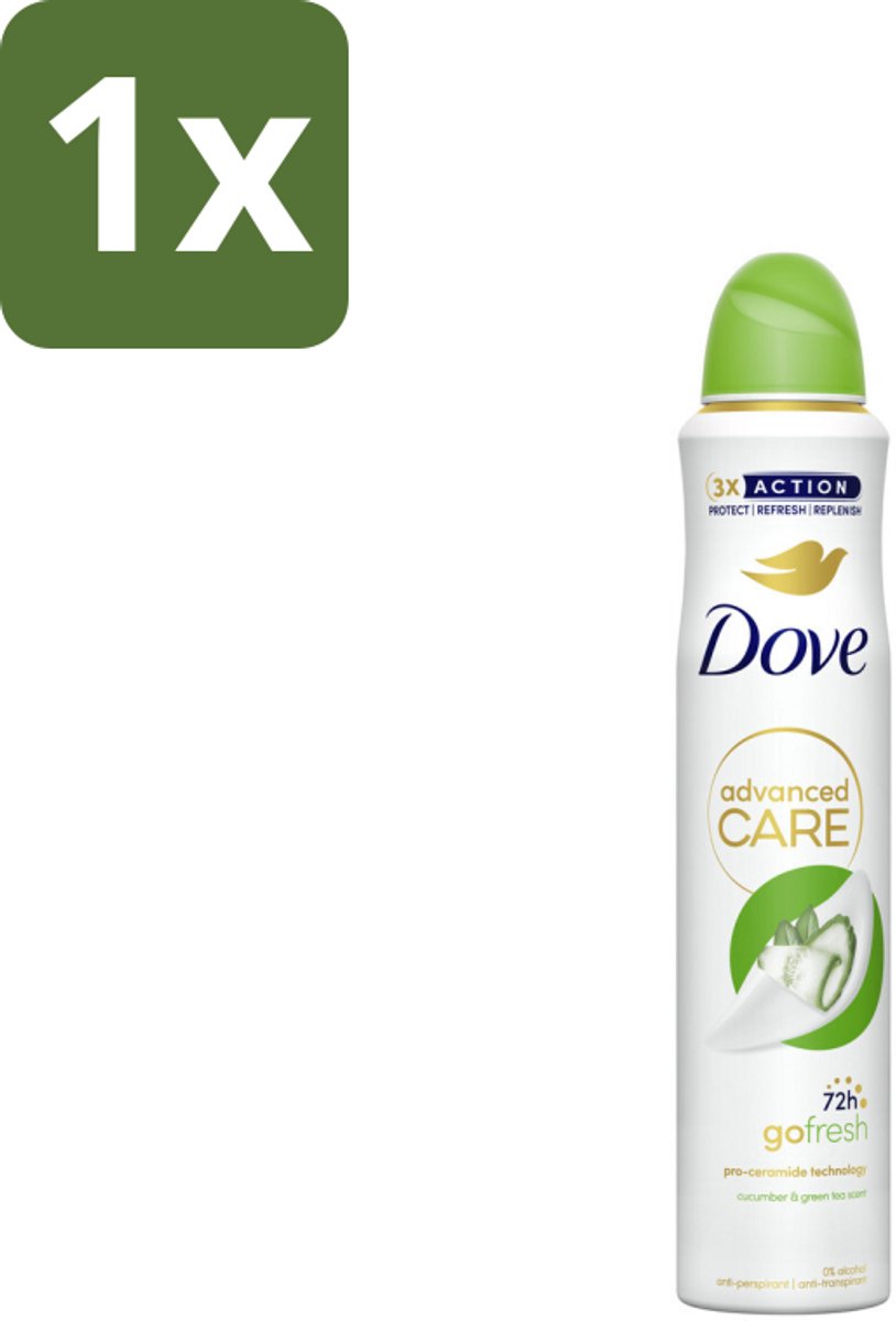 1 x Dove Deodorant Spray - Komkommer & Groene Thee - 200 ml - Dove Deodorant Spray - Komkommer En Groene Thee - Anti-Transpirant - Zweetvermindering - Huidverzorging