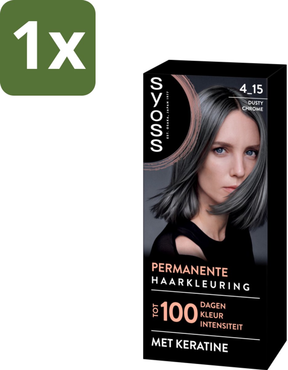 1 x SYOSS - Coloration 4-15 Dusty Chrome - Haarverf - Grijsdekking - Vermindert Haarbreuk - Haarverf - Permanent Haarkleuring - Grijsdekking - Keratine - Haarverf 4-15