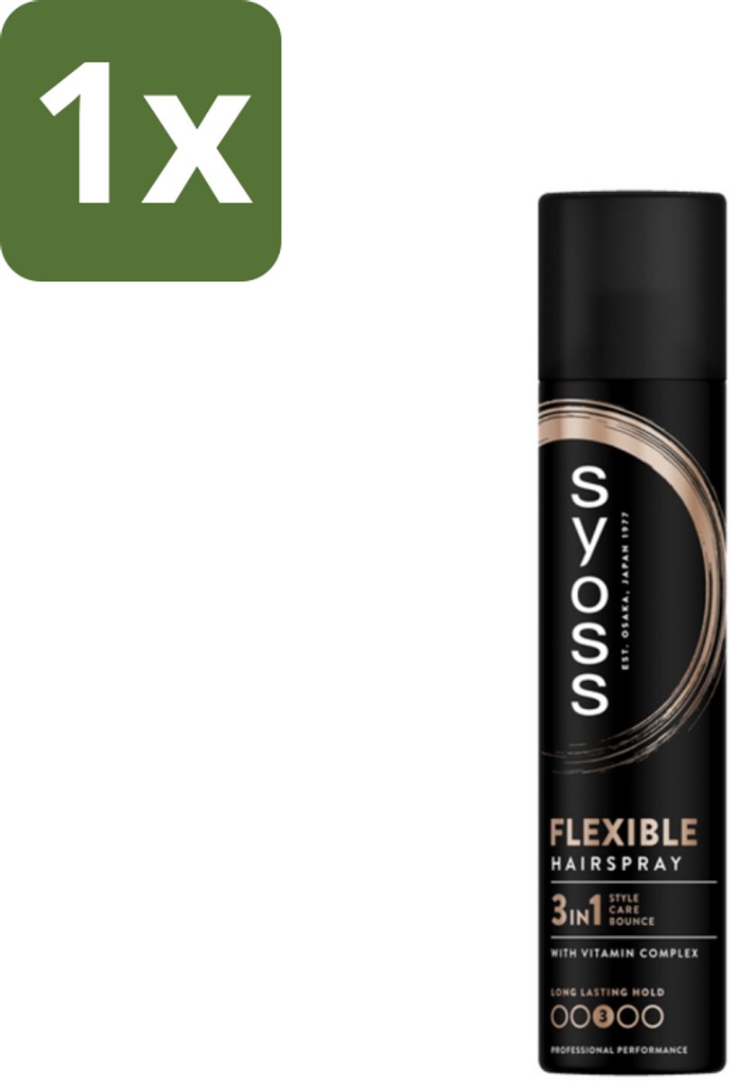 1 x Syoss - Hold & Flex - Haarspray - Flexibele Fixatie - 300 ml - Haarspray - Flexibele Fixatie - Styling - Haarverzorging - Panthenol