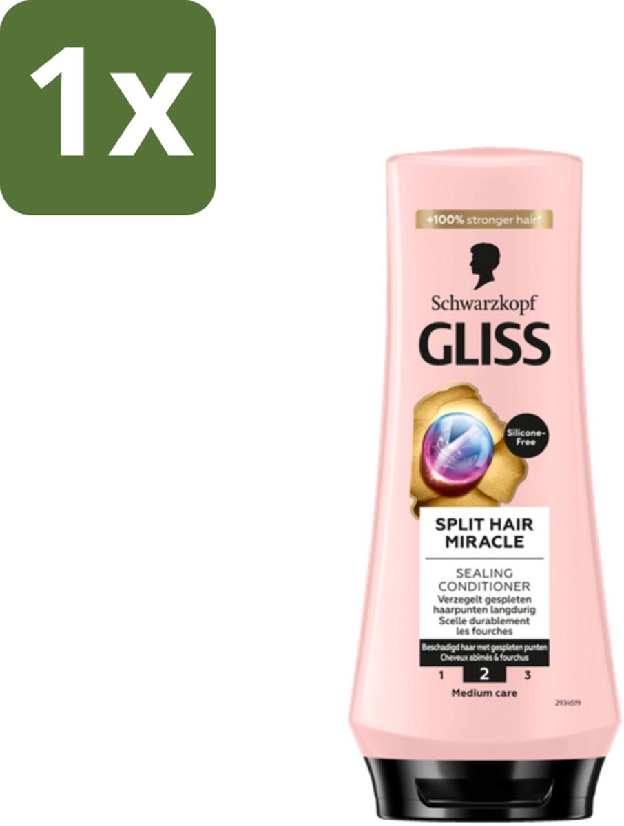 1 x Gliss - Hair Repair - Conditioner Split Hair Miracle tegen Gespleten Haarpunten - 200 ml - Gespleten Haarpunten - Haar Herstel - Haar Bescherming - Haar Verzorging - Haarcrème