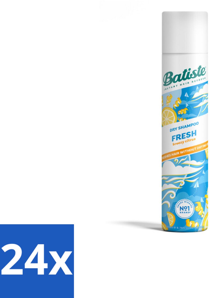 24 x Batiste - Fresh - Droogshampoo - Koele en Schone Geur - Verfrist en Geeft Grip - 200ml - Droogshampoo - Haarverfrissers - Frisse Geur - Koele Geur - Haar Styling