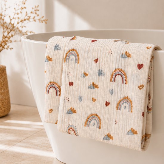 Droomdotje Hydrofiele XL Doek Droomboog - Regenboog Print - Multifunctioneel — afbeelding 4