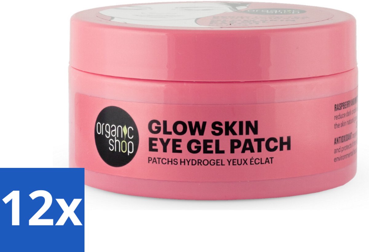12 x Organic Shop - Eye Gel Patch Berry Iced Tea & Antioxidant - Kalmerend en Hydraterend - 60 Patches - Oogpatches - Oogverzorging - Anti-rimpel - Vermoeide Ogen - Wallen