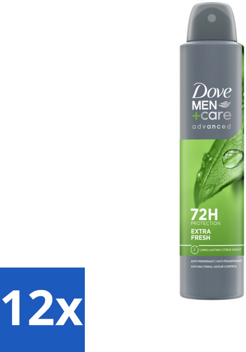 12 x Dove Men+Care Deodorant Spray - Extra Fresh - 200 ml - Deodorant - Antitranspirant - Dove Men+Care - Extra Fresh - Mannelijke Geur
