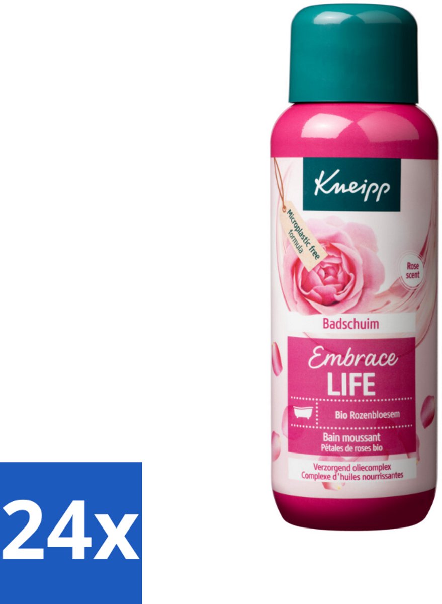 24 x Kneipp - Badschuim - Embrace Life - Anti-Aging verzorging - 400 ml - Badschuim - Anti-aging - Droge Huid - Rijpere Huid - Rozen