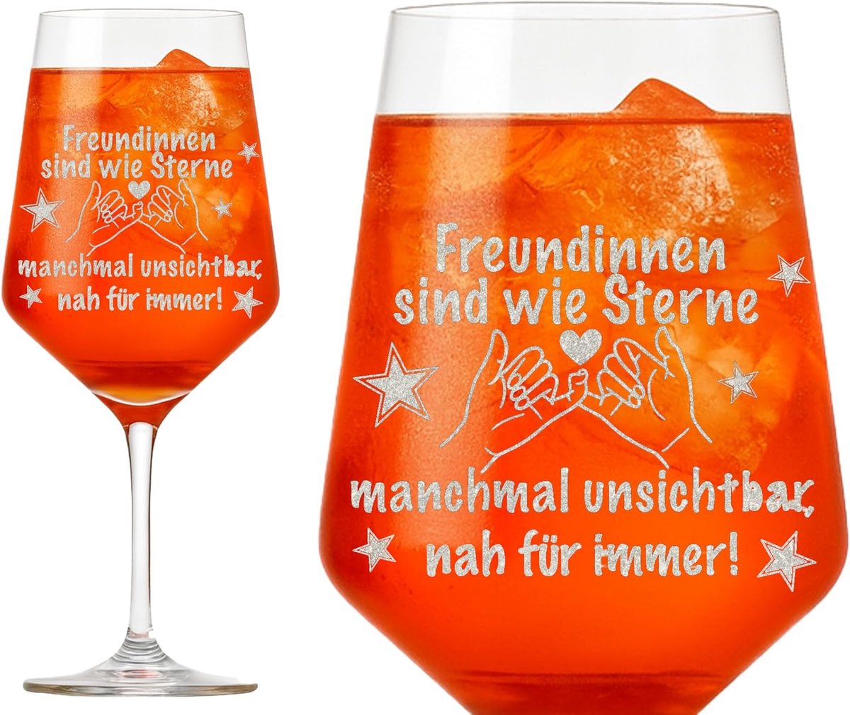 Wijnglas 350 ml - Artistieke Gravure - Girlfriends Are Like Stars - Perfect voor Gezellige Avonden - ShopVlot